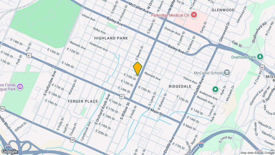 1107 S Willow St Map and Location Details