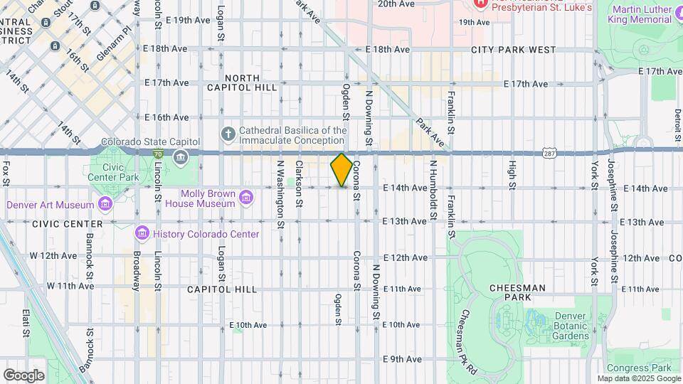 1374 N Ogden St, Unit B Map and Location Details