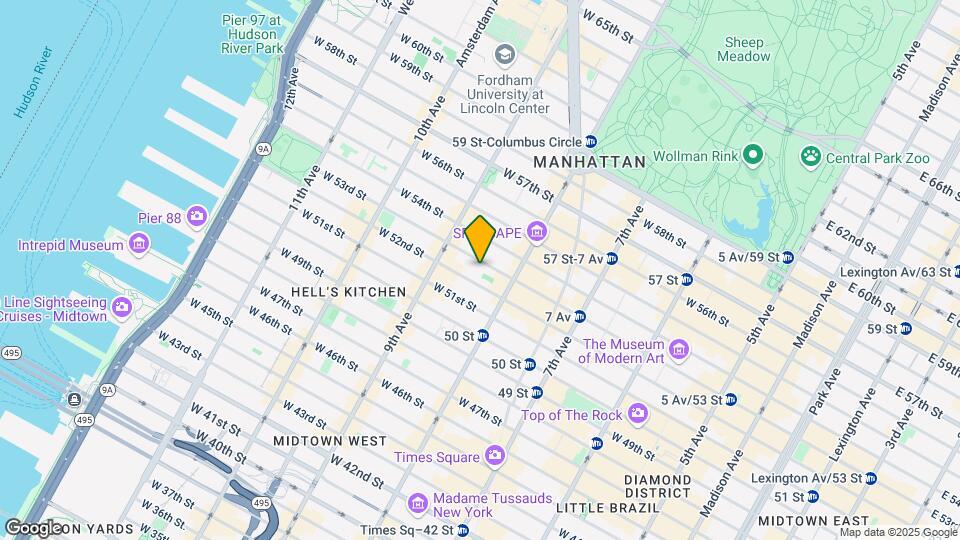 West 53rd Street Mapa y Detalles de la Ubicación