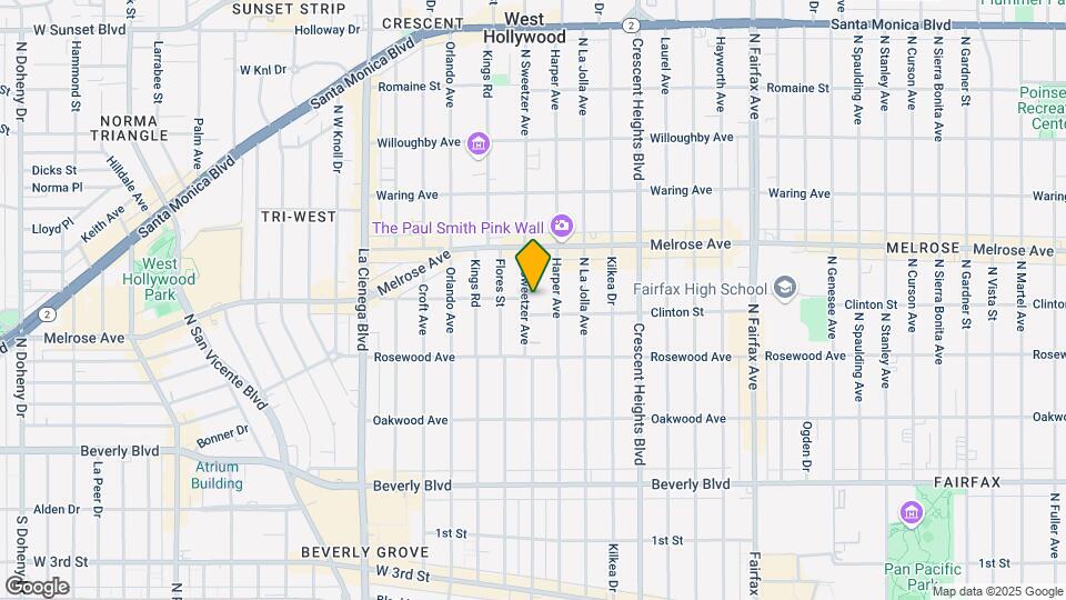 616 North Sweetzer Avenue Map and Location Details