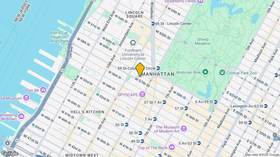 327-329 W 57th St Mapa y Detalles de la Ubicación