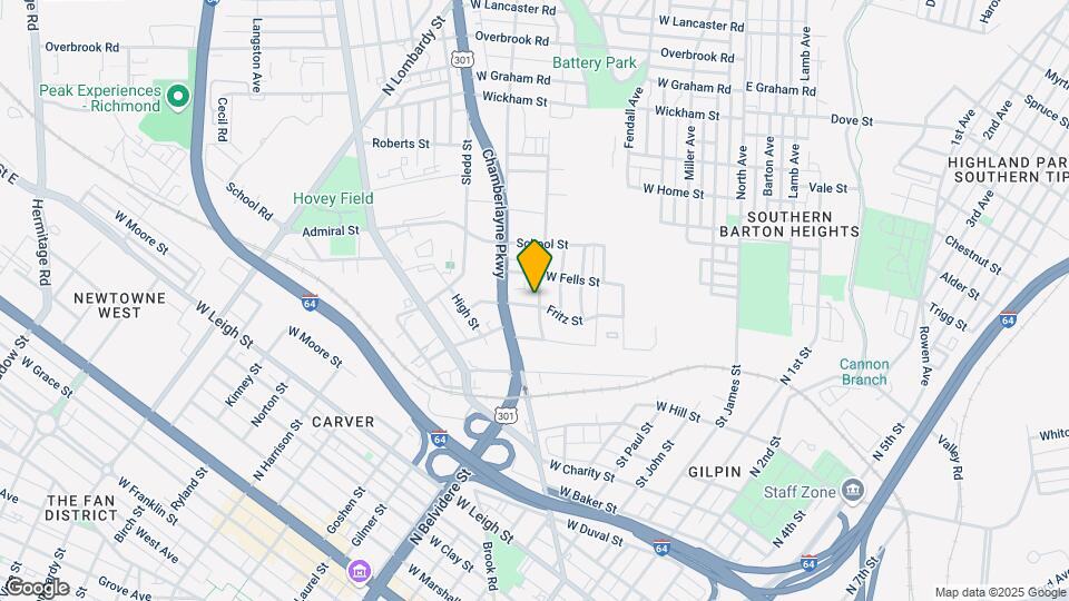 1600 Roane St Map and Location Details