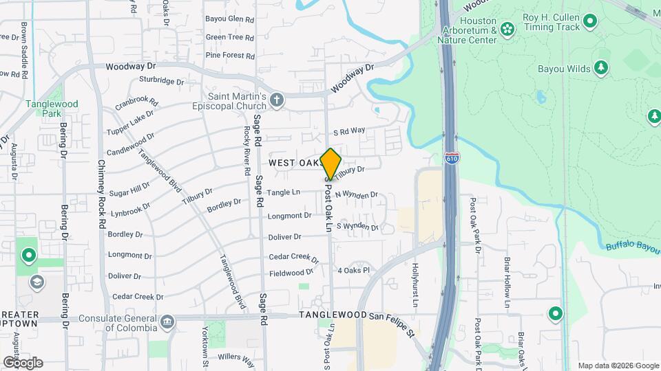1025 S Post Oak Ln Mapa y Detalles de la Ubicación