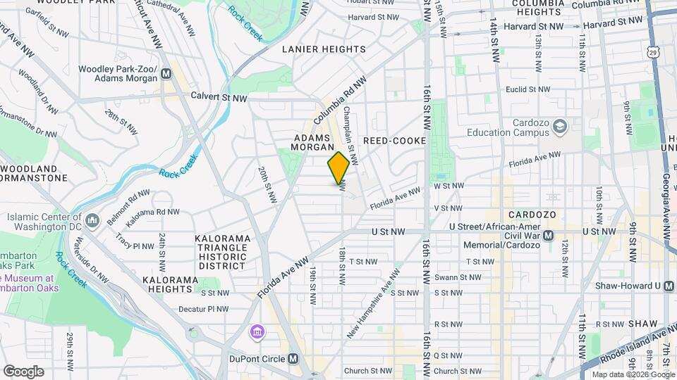1801 Wyoming Ave NW Mapa y Detalles de la Ubicación