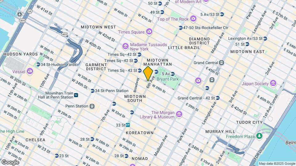 100 W 39th St Mapa y Detalles de la Ubicación