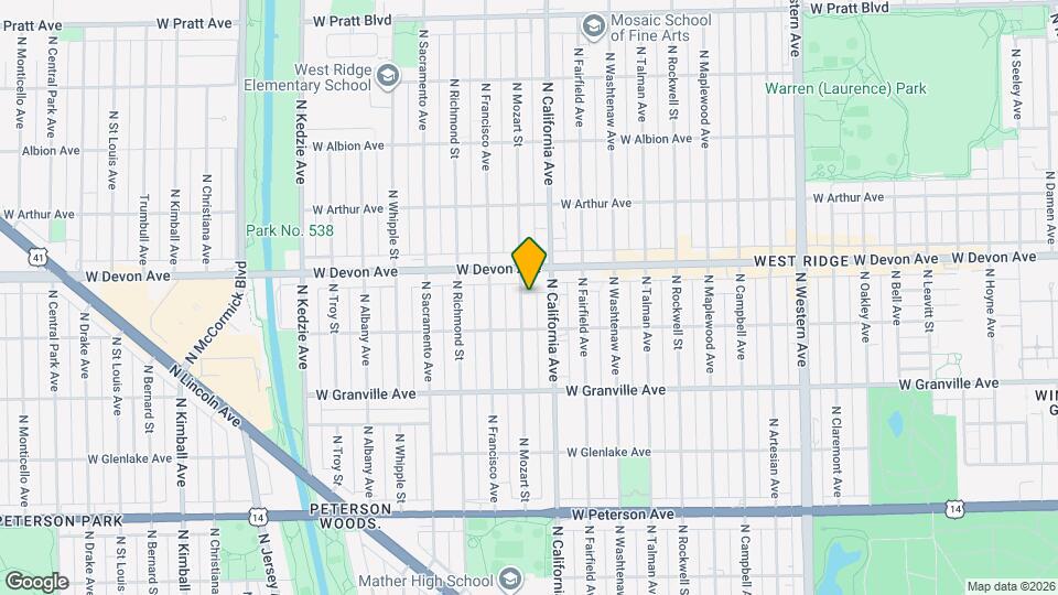 6329 N Mozart St, Unit 1F Mapa y Detalles de la Ubicación