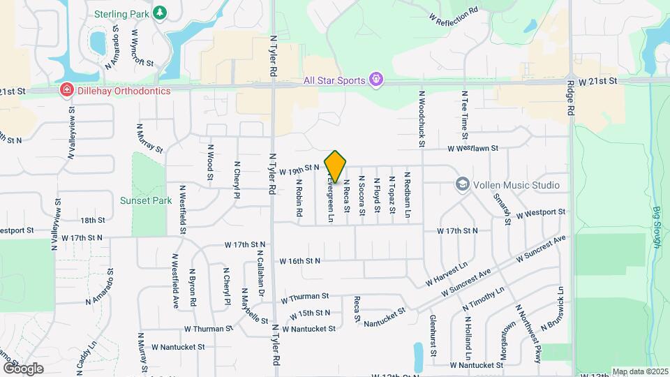 1910 N Evergreen Ln Map and Location Details