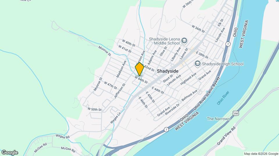 186 W 44th St, Unit 186 Rear W 44th St Shadyside OH Mapa y Detalles de la Ubicación