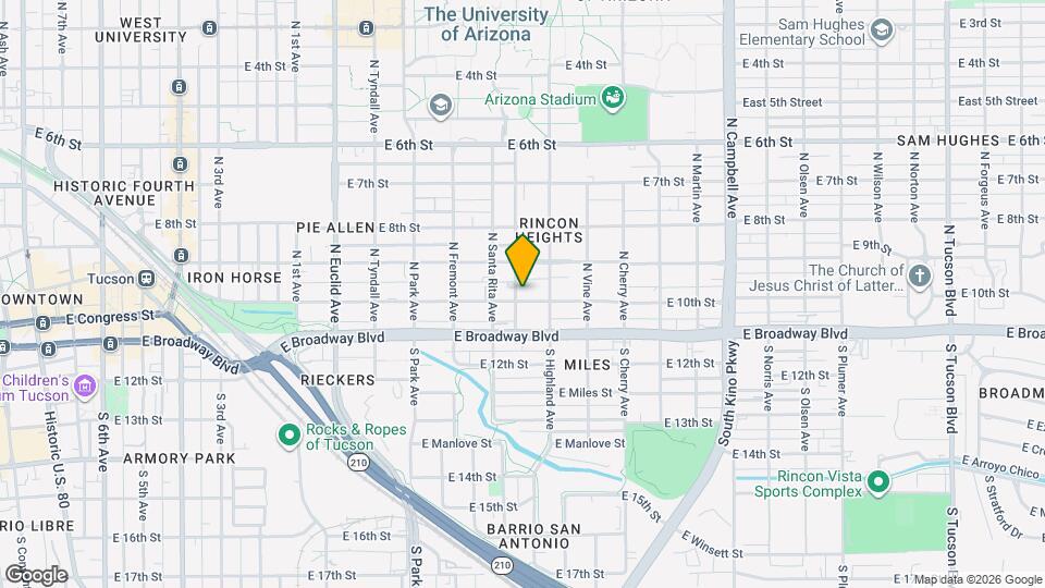 1311 E 10th St Map and Location Details