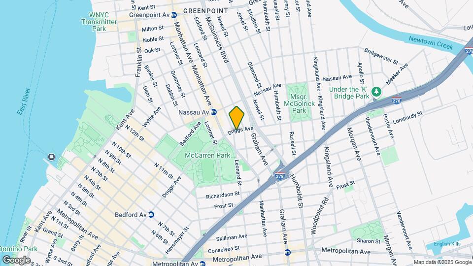 Classy Spacious 2 Bed, 2 Bath in Greenpoint Map and Location Details