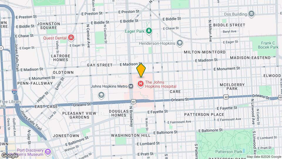 600 N Wolfe St Map and Location Details