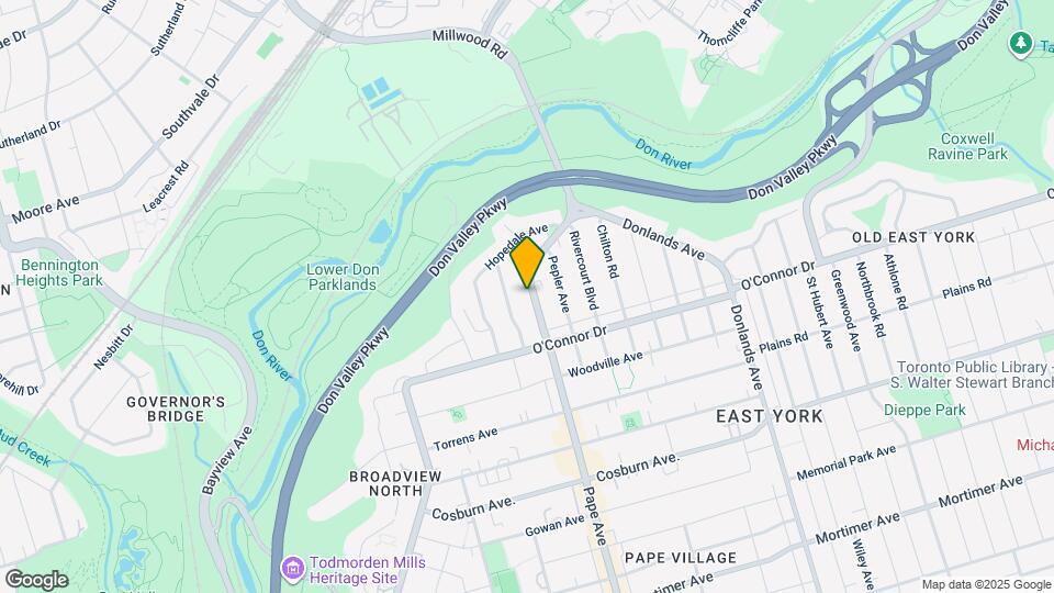 1342 Pape Ave Map and Location Details