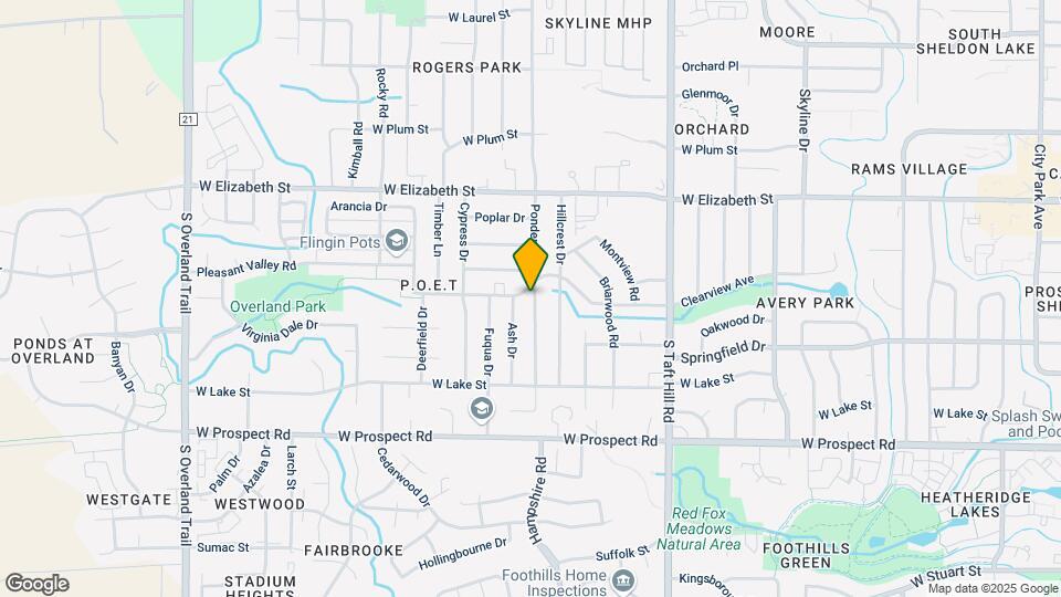 1101 Ponderosa Dr Map and Location Details