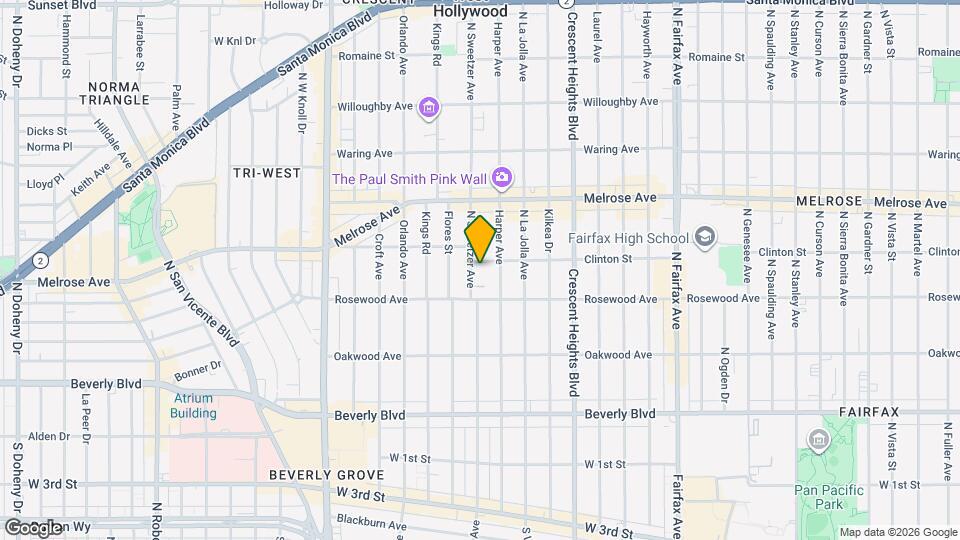 536 N Sweetzer Ave, Unit 3 Mapa y Detalles de la Ubicación