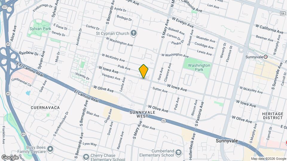 1034 W Iowa Ave, Unit Sunnyvale apartment Map and Location Details