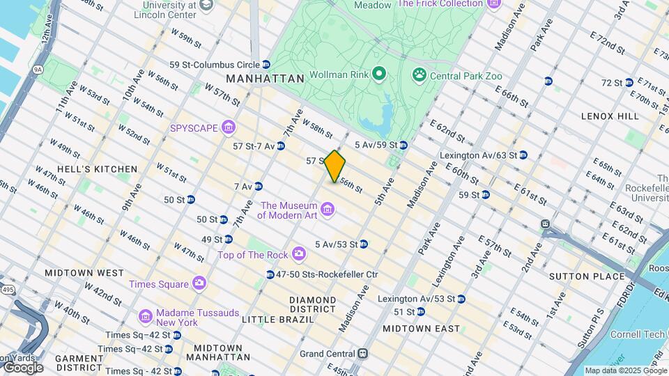 57-67 W 55th St Mapa y Detalles de la Ubicación