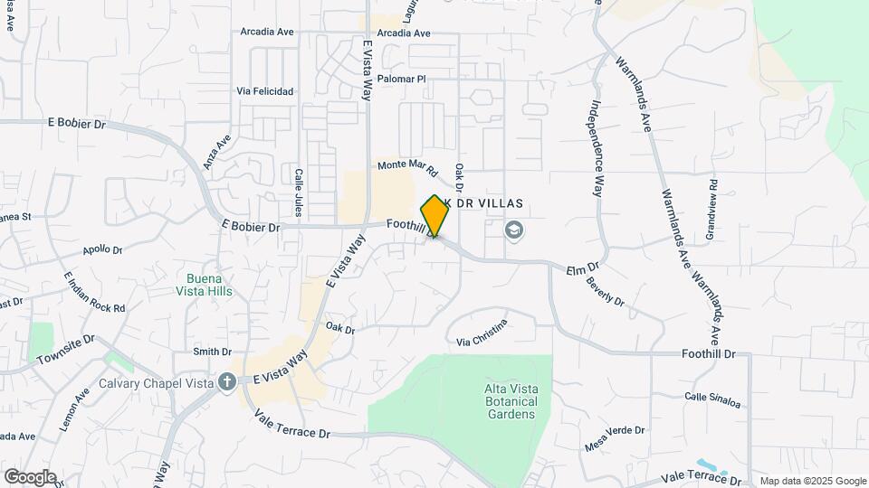 1225 Foothill Dr Map and Location Details