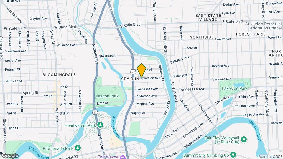 612 Riverside St Map and Location Details