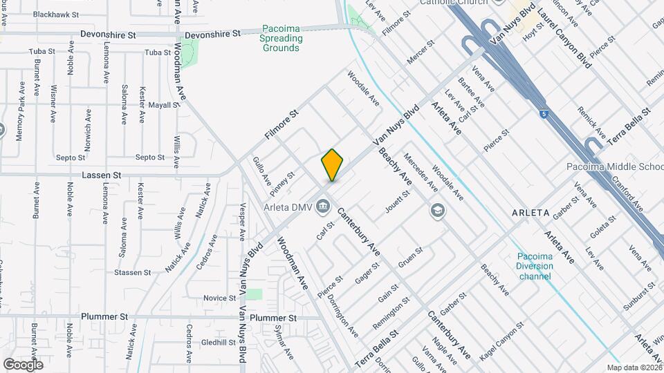 14302 Van Nuys Blvd Mapa y Detalles de la Ubicación