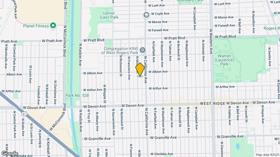 6539 N Mozart St Map and Location Details
