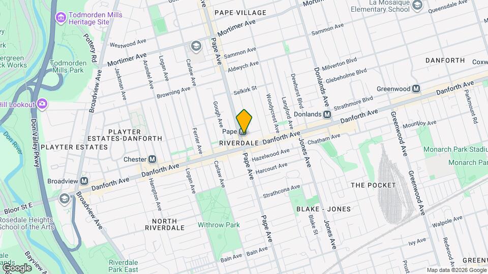 733 Pape Ave Map and Location Details