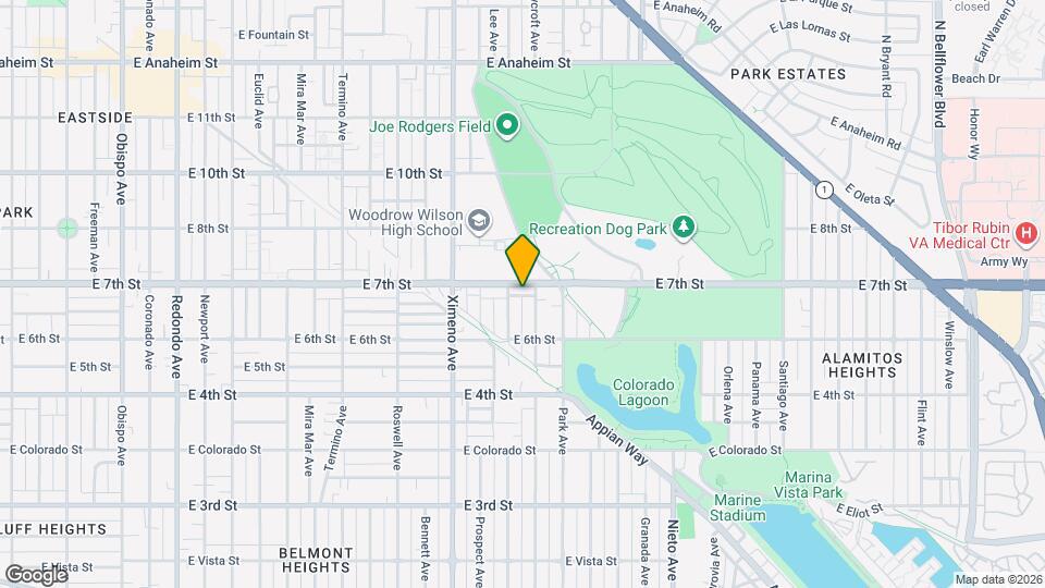 4626 E 7th St, Unit upstairs 1bed 1bath Map and Location Details