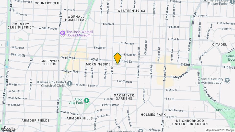 416 E 63rd Terrace Map and Location Details