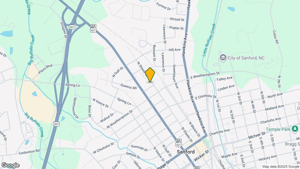 615 N Steele St Map and Location Details