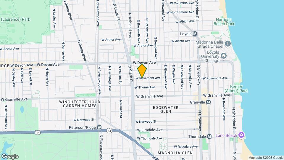 1523-1525 W Rosemont Ave Mapa y Detalles de la Ubicación