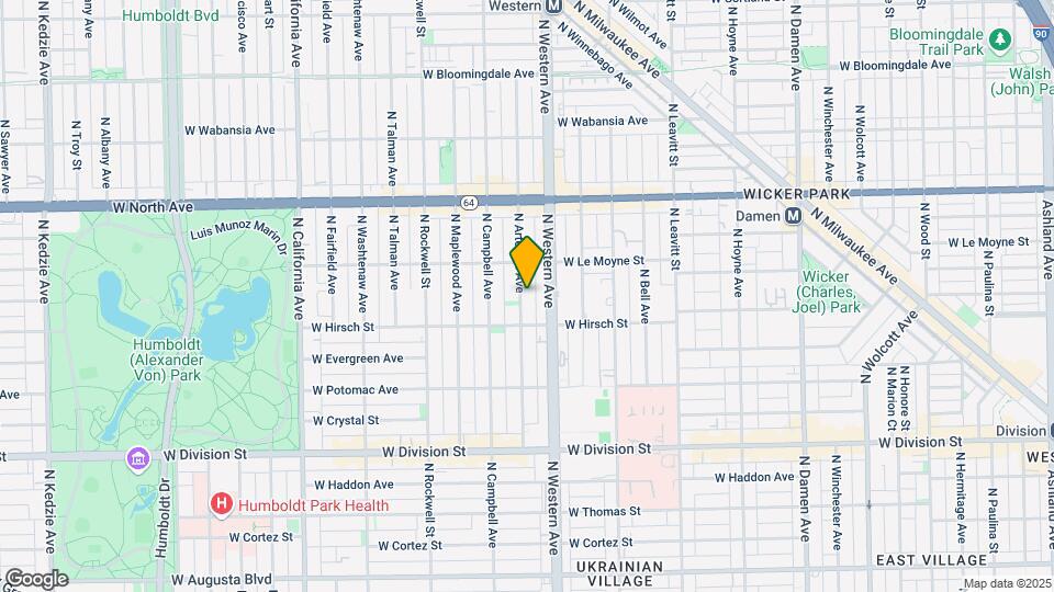 1427 N Artesian Ave Map and Location Details