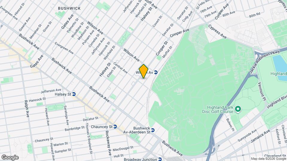 Modern Bushwick 2-bedroom, 2.5-bath duplex with private garden, deck, and finished recreation room — Mapa y Detalles de la Ubicación