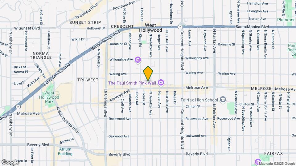 725 N Sweetzer Ave Map and Location Details