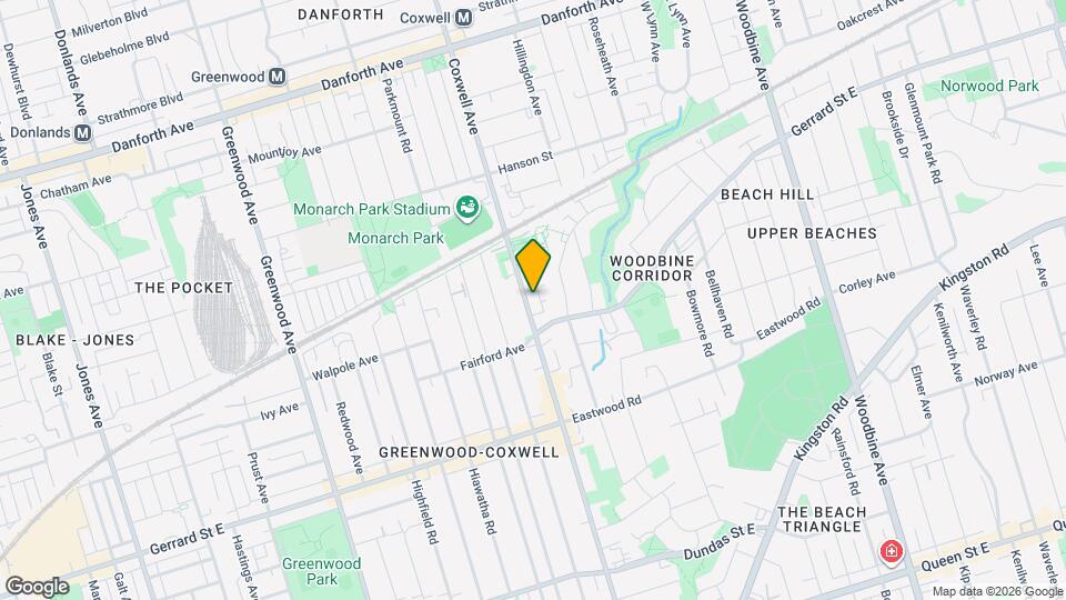 383 Coxwell Ave Map and Location Details