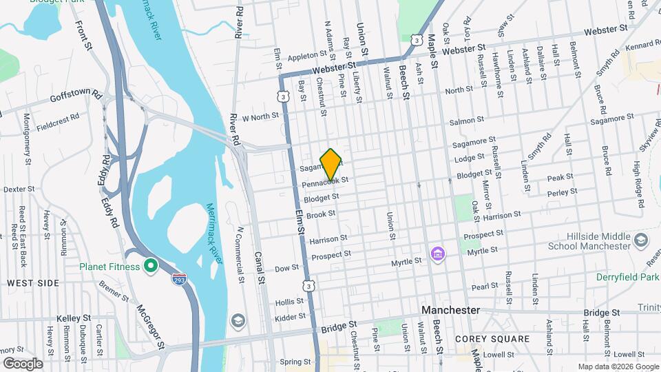 654 Chestnut St Map and Location Details