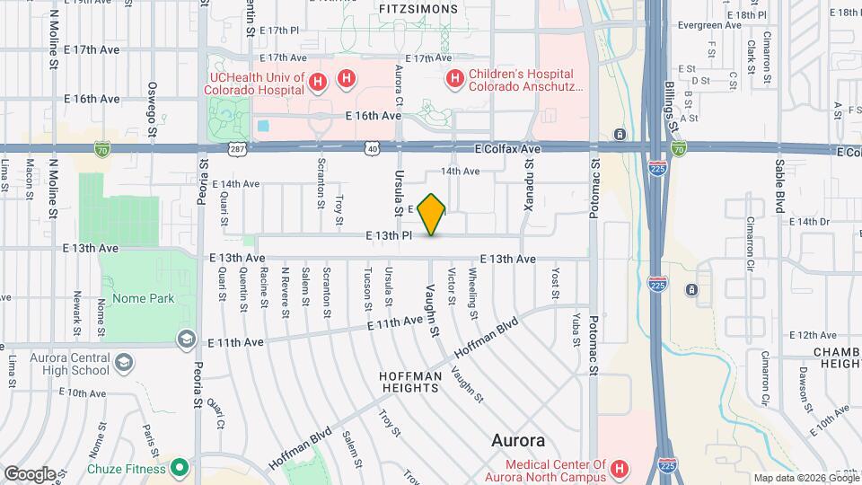 13160 E 13th Pl Map and Location Details