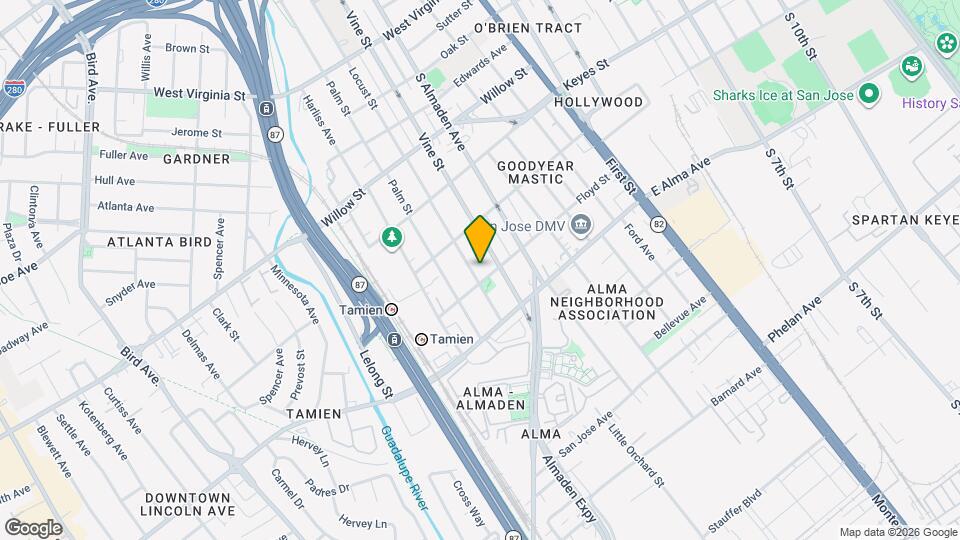 1264 Locust St, Unit Studio Map and Location Details