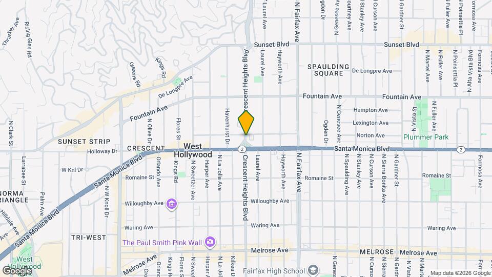 1128 N Crescent Heights Blvd Map and Location Details