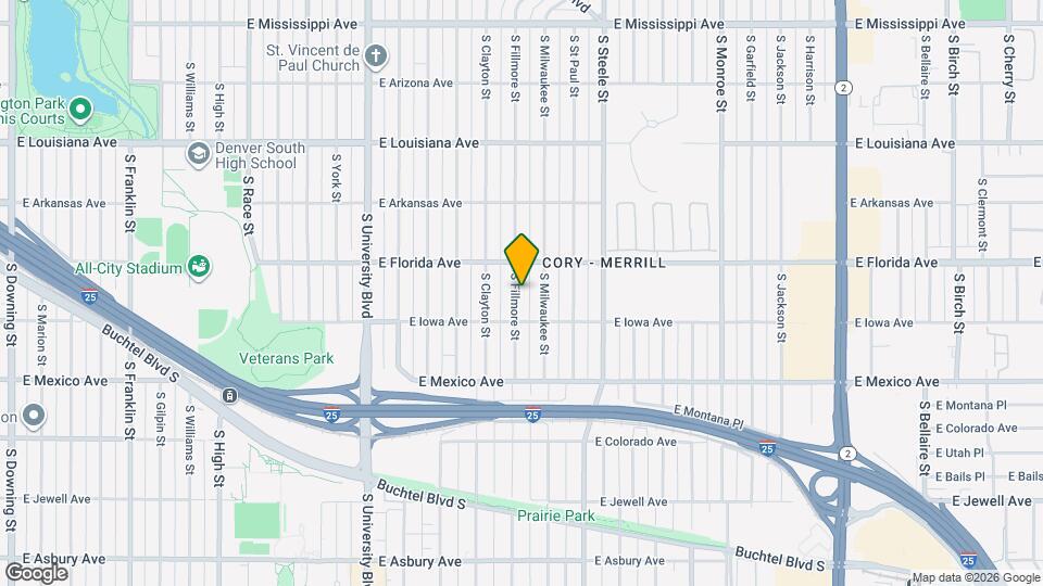 1550 S Fillmore St Mapa y Detalles de la Ubicación