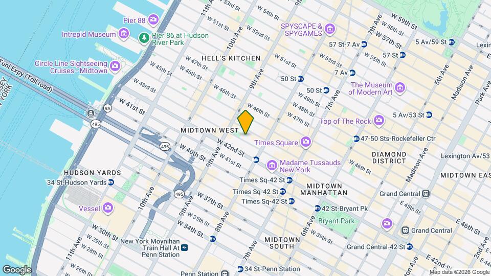 331 W 43rd St Mapa y Detalles de la Ubicación