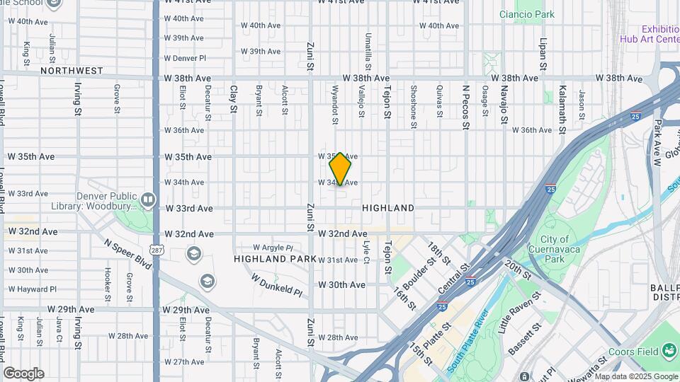 3340 Wyandot St Mapa y Detalles de la Ubicación