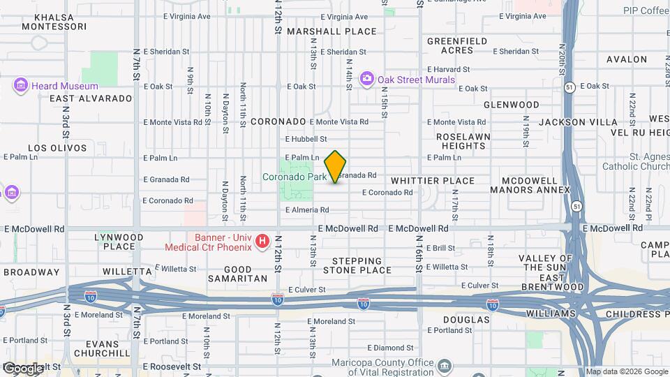 1330 E Coronado Rd Map and Location Details