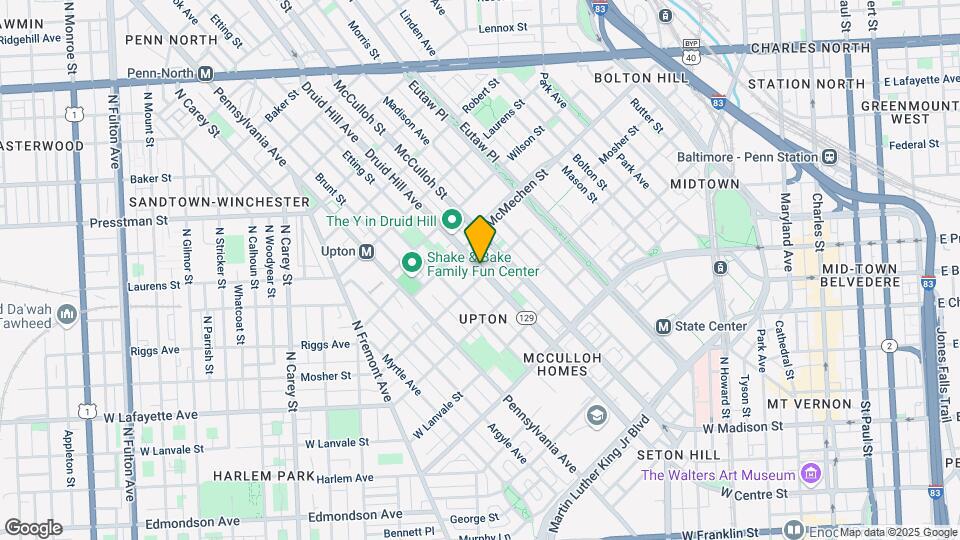 1506 Druid Hill Ave Map and Location Details