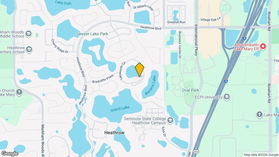 Lakefront home very spacious with a screened in pool in Heathrow Map and Location Details