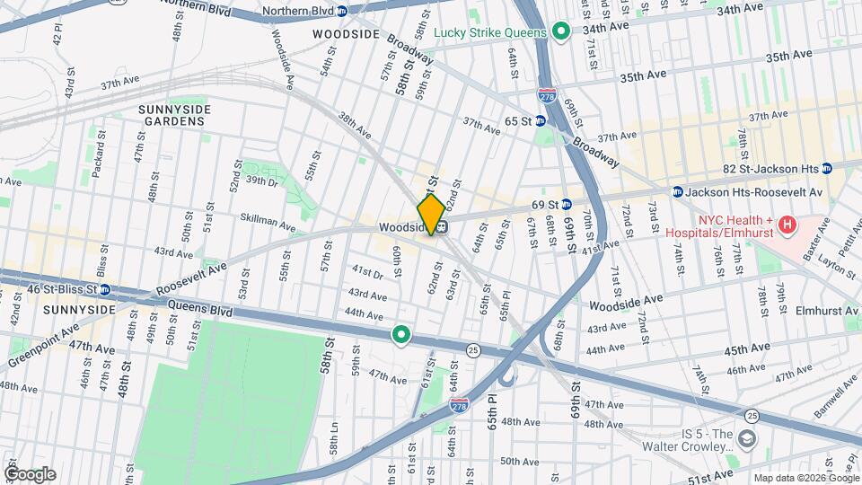 61-25 Woodside Ave Map and Location Details