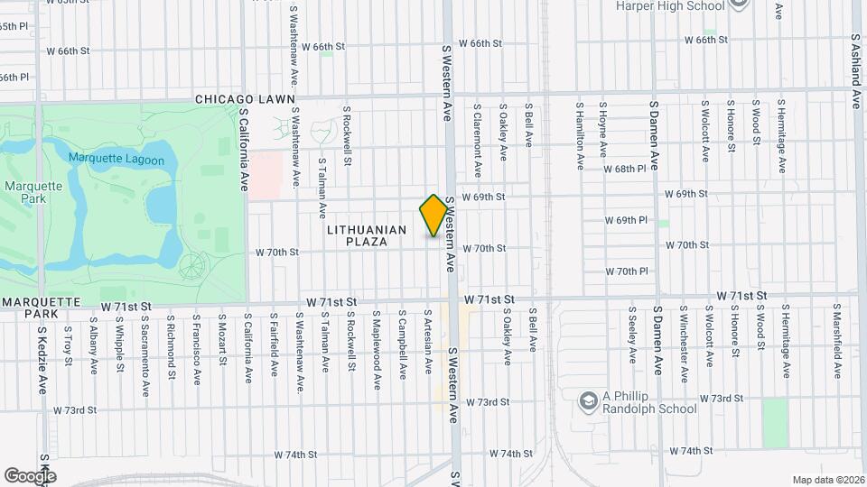 6957 S Artesian Ave Map and Location Details