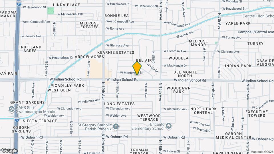 1634 W Indian School Rd Mapa y Detalles de la Ubicación