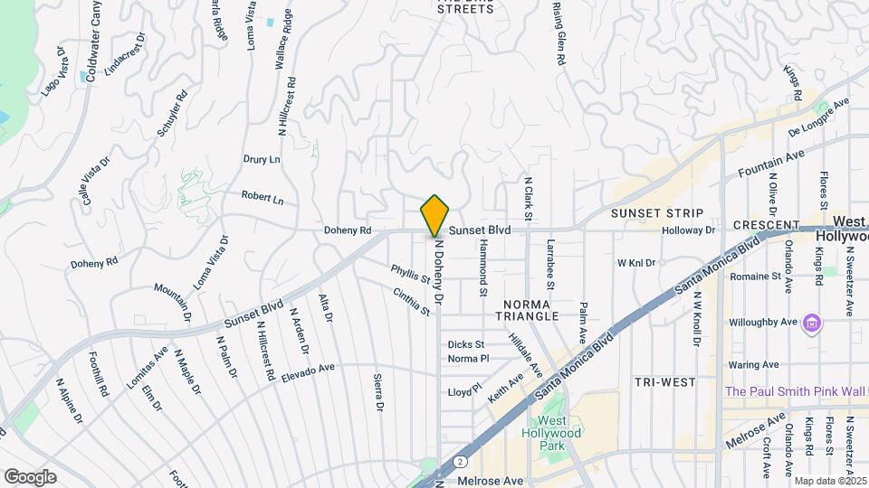 1021 N Doheny Dr Map and Location Details