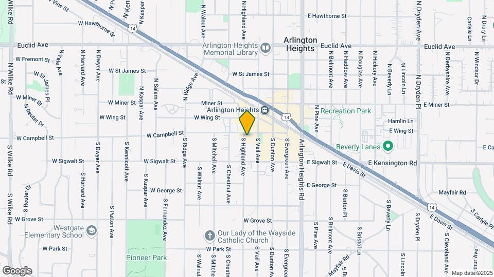 1 S Highland Ave Map and Location Details
