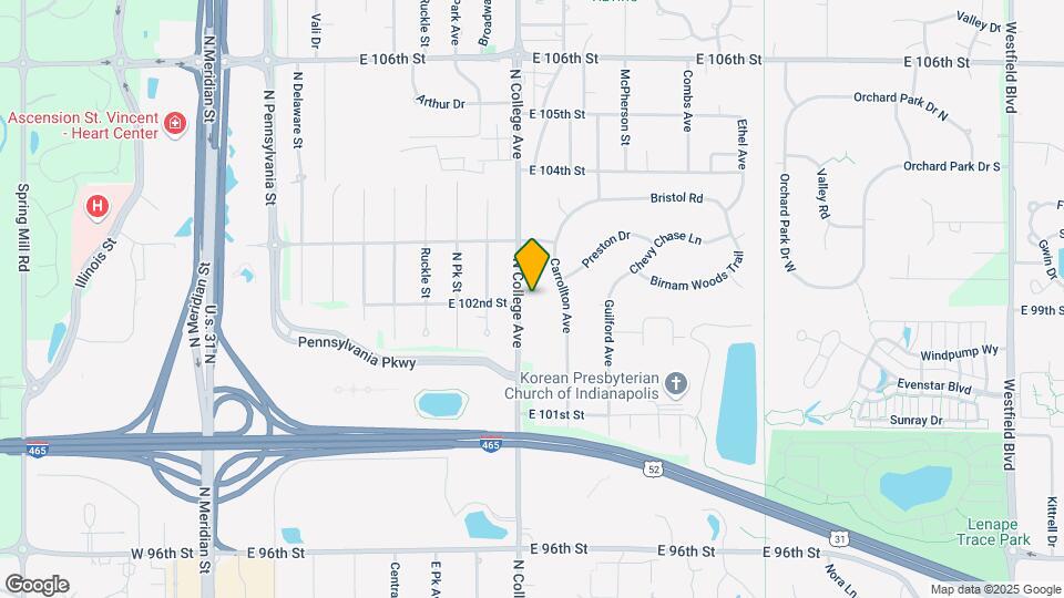10205 N College Ave Map and Location Details