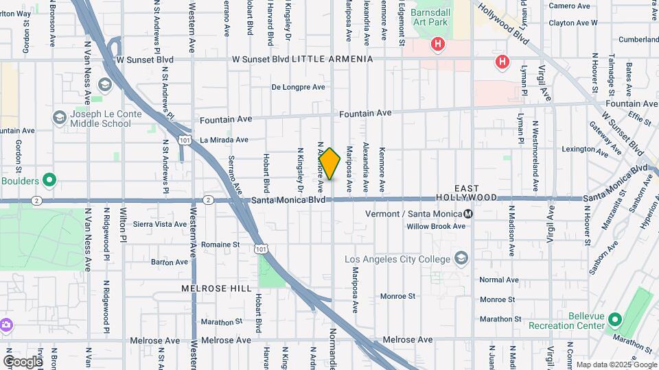 1121 N Normandie Ave Mapa y Detalles de la Ubicación